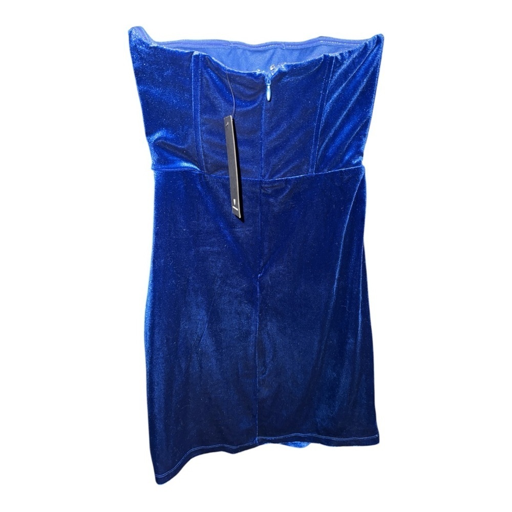 Lulus Royal Blue Velvet Strapless Ruched Mini Dress Small Luxe Glam - Picture 4 of 6